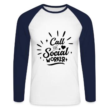Call The Social Worker Saying Social Work Profession - Unisex Long Sleeve Baseball T-Shirt - white/navy - Front - Nik (191cm)