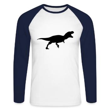 Albertosaurus dinosaurier - Unisex Baseballshirt langarm - Weiß/Navy - Vorne - Nik (191cm)