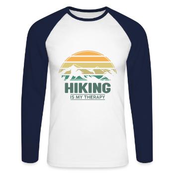 Hiking Mountaineering Mountains Forests Nature - Unisex Long Sleeve Baseball T-Shirt - white/navy - Front - Nik (191cm)