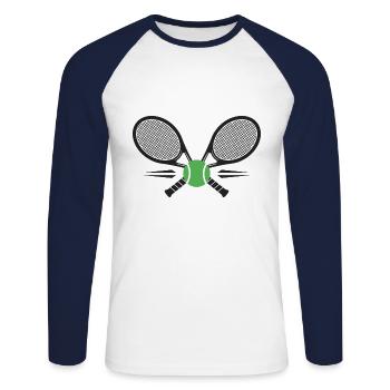 Crossed tennis rackets - Unisex Long Sleeve Baseball T-Shirt - white/navy - Front - Nik (191cm)