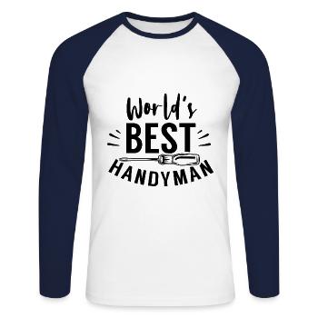 World's Best DIY Craftsmen DIY - Unisex Long Sleeve Baseball T-Shirt - white/navy - Front - Nik (191cm)