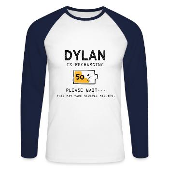 Dylan Lustiger Name Sarkastische Dylan Geschenke - Unisex Baseballshirt langarm - Weiß/Navy - Vorne - Nik (191cm)
