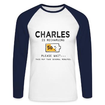Charles Lustiger Name Sarkastischer Charles Geschenke - Unisex Baseballshirt langarm - Weiß/Navy - Vorne - Nik (191cm)