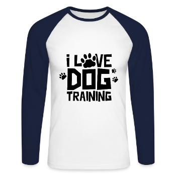 J’adore le dressage de chiens dresseur de chiens école de chien - T-shirt baseball manches longues Homme - blanc/marine - Devant - Nik (191cm)