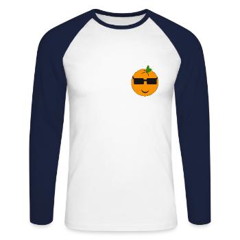 Orange fraîche - T-shirt baseball manches longues Homme - blanc/marine - Devant - Nik (191cm)