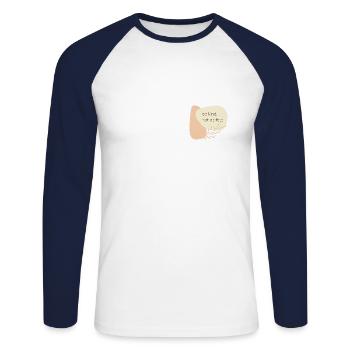 Be kind, not perfect - Unisex Baseballshirt langarm - Weiß/Navy - Vorne - Nik (191cm)