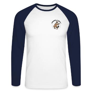 Phénoménal, le Chacal - T-shirt baseball manches longues Homme - blanc/marine - Devant - Nik (191cm)