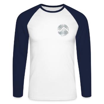 Winter - Berge - Unisex Baseballshirt langarm - Weiß/Navy - Vorne - Nik (191cm)