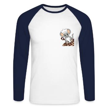 Mäusekoch auf Pfannkuchen - Unisex Baseballshirt langarm - Weiß/Navy - Vorne - Nik (191cm)
