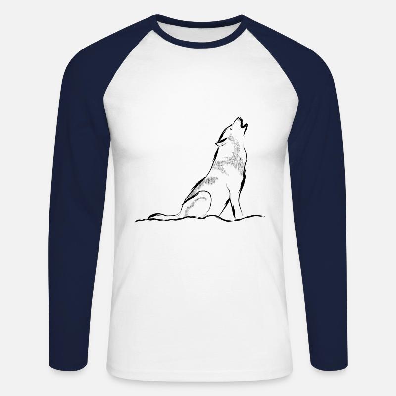 Heulender Wolf - Unisex Baseballshirt langarm - Weiß/Navy
