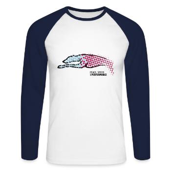 05SIGHTHND EMBL raster 4v black - Unisex Long Sleeve Baseball T-Shirt - white/navy - Front - Nik (191cm)