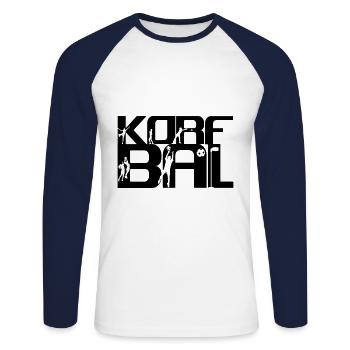korfball - Unisex Long Sleeve Baseball T-Shirt - white/navy - Front - Nik (191cm)