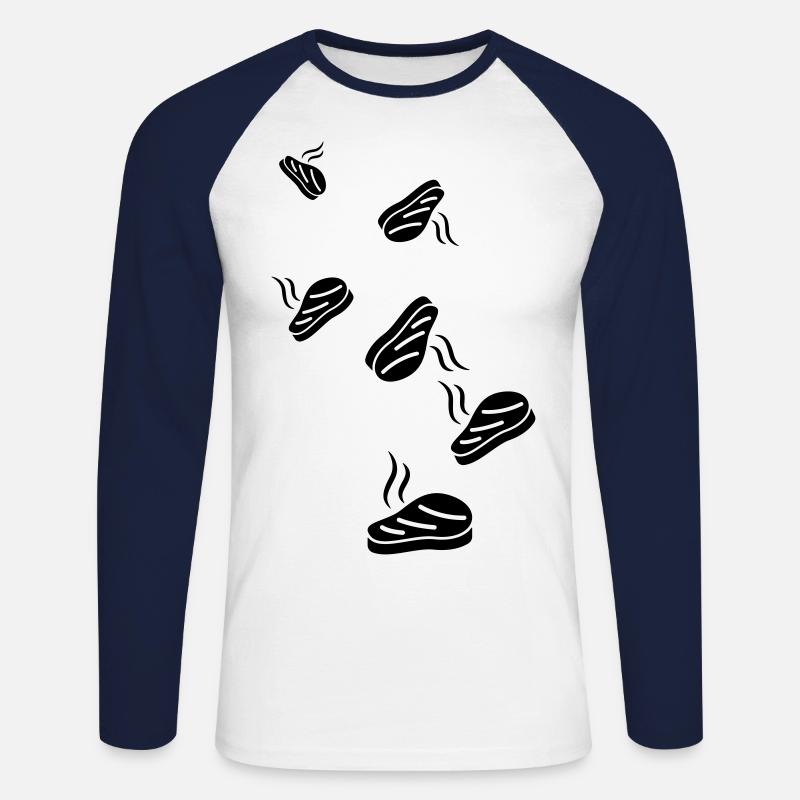 Steak icon Silhouette - Unisex Baseballshirt langarm - Weiß/Navy