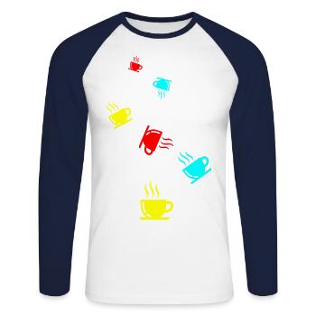 Coffee cup - Unisex Long Sleeve Baseball T-Shirt - white/navy - Front - Nik (191cm)