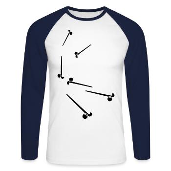 Feldhockey symbol Icon - Unisex Baseballshirt langarm - Weiß/Navy - Vorne - Nik (191cm)