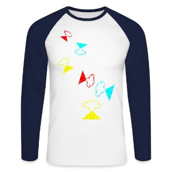 Volcano icon icon - Unisex Long Sleeve Baseball T-Shirt - white/navy - Front - Nik (191cm)