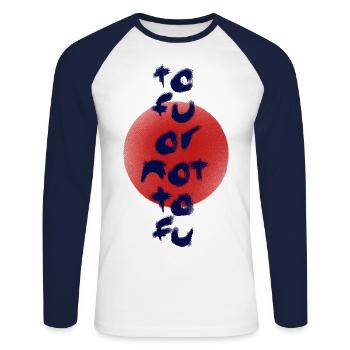 Tofu ou pas tofu - T-shirt baseball manches longues Homme - blanc/marine - Devant - Nik (191cm)