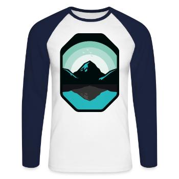 Panorama in the mountains | Nature hiking view - Unisex Long Sleeve Baseball T-Shirt - white/navy - Front - Nik (191cm)