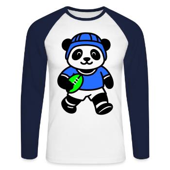 Panda-Rugby - Unisex Baseballshirt langarm - Weiß/Navy - Vorne - Nik (191cm)