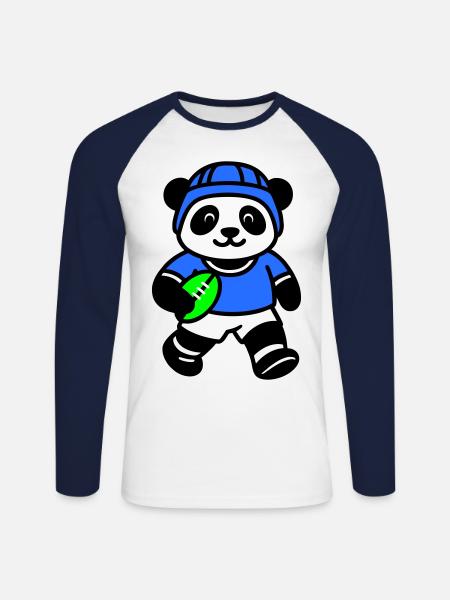 Panda-Rugby - Unisex Baseballshirt langarm - Weiß/Navy