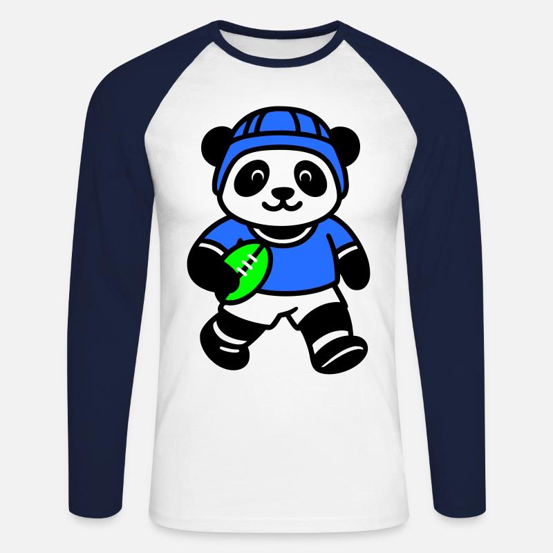 Panda-Rugby - Unisex Baseballshirt langarm - Weiß/Navy