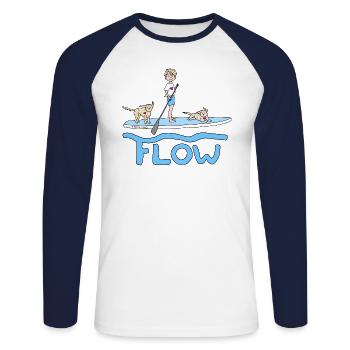 Phil and Paw - Flow - Unisex Baseballshirt langarm - Weiß/Navy - Vorne - Nik (191cm)