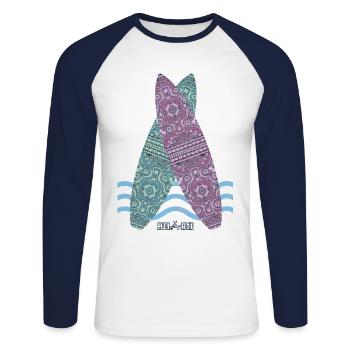 Surfboards No. 04 - Unisex Long Sleeve Baseball T-Shirt - white/navy - Front - Nik (191cm)