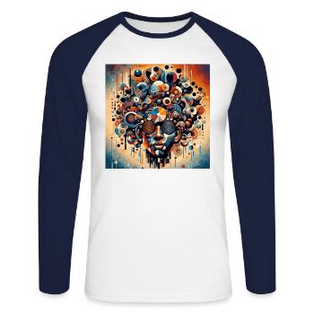 Afro Kulturelle Essenz - Unisex Baseballshirt langarm - Weiß/Navy - Vorne - Nik (191cm)