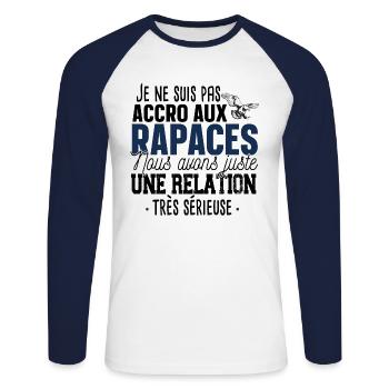 Rapace Oiseau Proie Aigle Faucon Cadeau Fauconnier - T-shirt baseball manches longues Homme - blanc/marine - Devant - Nik (191cm)