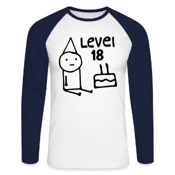18th Birthday Party 18 Years Old Birthday Teens - Unisex Long Sleeve Baseball T-Shirt - white/navy - Front - Nik (191cm)