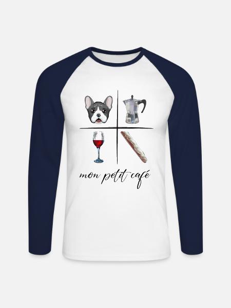 mon petit café - Unisex Baseballshirt langarm - Weiß/Navy