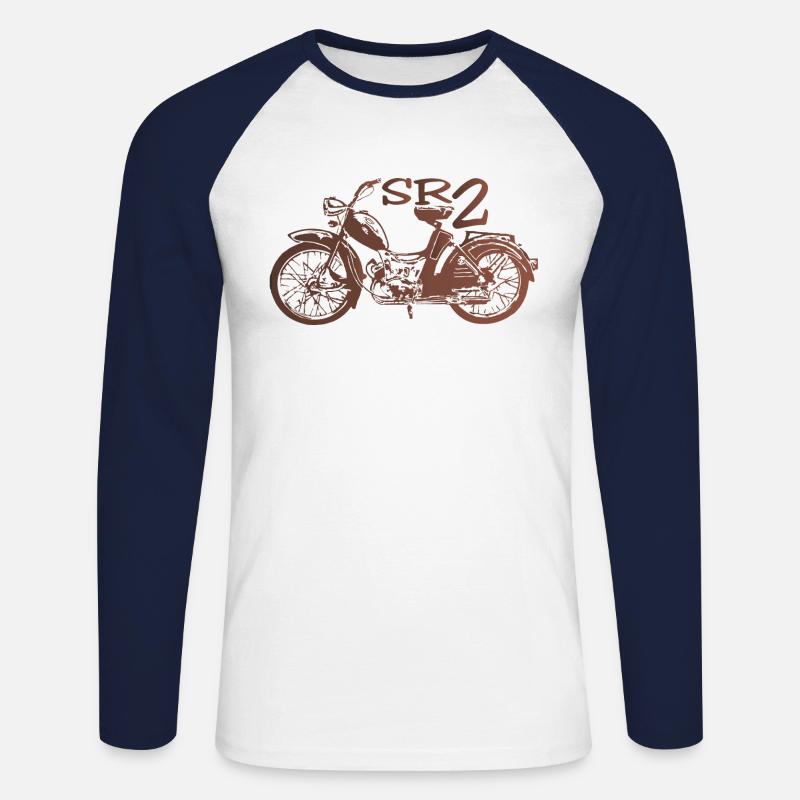 Simson SR2 rubinrot - Unisex Baseballshirt langarm - Weiß/Navy
