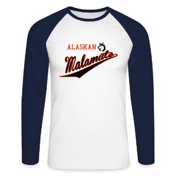 Alaskan-Team.png - Unisex Baseballshirt langarm - Weiß/Navy - Vorne - Nik (191cm)