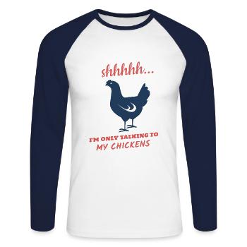 Chickens rooster Chicken coop Chicken breeder hen chicken - Unisex Long Sleeve Baseball T-Shirt - white/navy - Front - Nik (191cm)