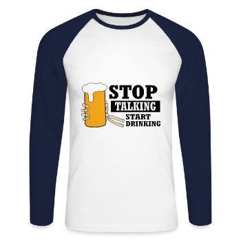 Beer Alcohol Booze Gift Drinking Saying Party - Unisex Long Sleeve Baseball T-Shirt - white/navy - Front - Nik (191cm)