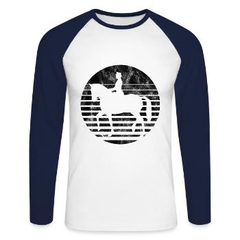 Dressage Équitation Cavaliers de dressage Équitation Équitation - T-shirt baseball manches longues Homme - blanc/marine - Devant - Nik (191cm)