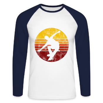 Skateboarder Skateboard Skater Skate Skateing - Unisex Long Sleeve Baseball T-Shirt - white/navy - Front - Nik (191cm)
