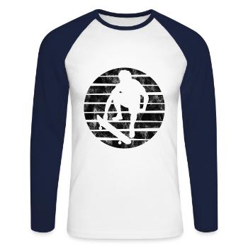 Skateboarder Skateboard Skater Skate Skateing - Unisex Long Sleeve Baseball T-Shirt - white/navy - Front - Nik (191cm)