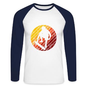 Skateboarder Skateboard Skater Skate Skateing - Unisex Long Sleeve Baseball T-Shirt - white/navy - Front - Nik (191cm)