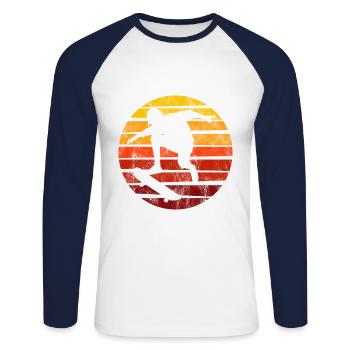 Skateboarder Skateboard Skater Skate Skateing - T-shirt baseball manches longues Homme - blanc/marine - Devant - Nik (191cm)