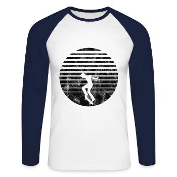 Skateboarder Skateboard Skater Skate Skateing - Unisex Long Sleeve Baseball T-Shirt - white/navy - Front - Nik (191cm)