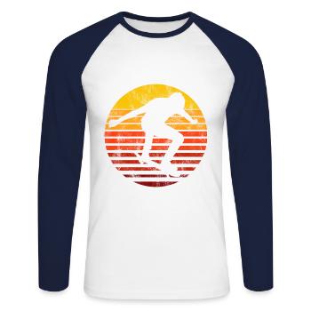 Skateboarder Skateboard Skater Skate Skateing - T-shirt baseball manches longues Homme - blanc/marine - Devant - Nik (191cm)
