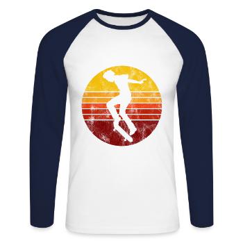 Skateboard Skateboarder Skater Skate Skateing - T-shirt baseball manches longues Homme - blanc/marine - Devant - Nik (191cm)