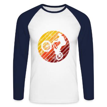 BMX Bike Bike Retro Gift Bicycle Motocross - Unisex Long Sleeve Baseball T-Shirt - white/navy - Front - Nik (191cm)