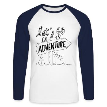 lets go on an adventure - Unisex Baseballshirt langarm - Weiß/Navy - Vorne - Nik (191cm)