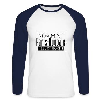 Rennrad Roadbike Klassiker paris roubaix - Unisex Baseballshirt langarm - Weiß/Navy - Vorne - Nik (191cm)