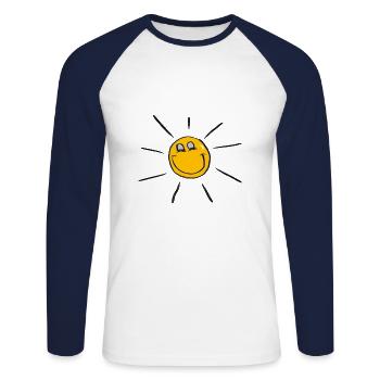 sun - Unisex Long Sleeve Baseball T-Shirt - white/navy - Front - Nik (191cm)