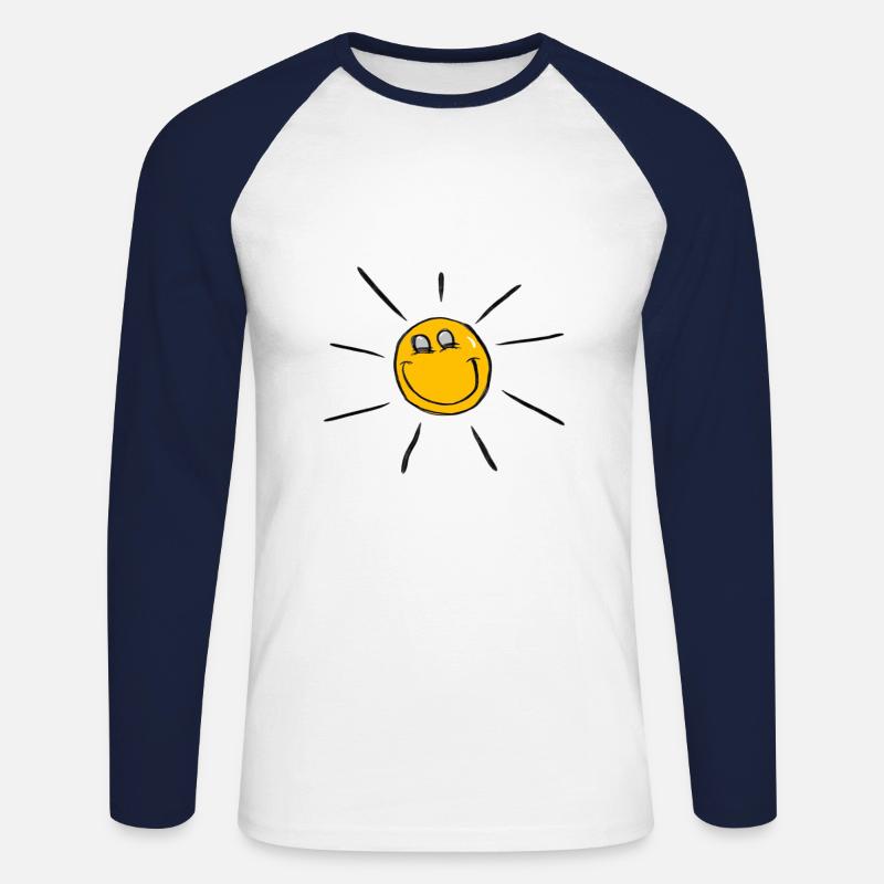 Sonne - Unisex Baseballshirt langarm - Weiß/Navy