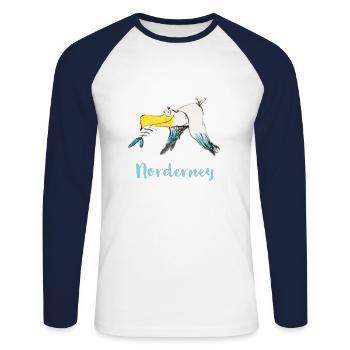 Drôle De Norderney Moewe - T-shirt baseball manches longues Homme - blanc/marine - Devant - Nik (191cm)