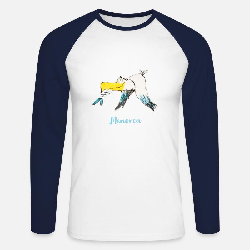 Lustige Menorca Moewe - Unisex Baseballshirt langarm - Weiß/Navy